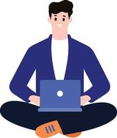 a man using laptop in flat style isolated on background vector