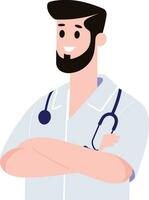 masculino médico en plano estilo aislado en antecedentes vector