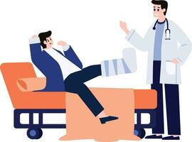 patient lying on bed and talking with doctor in flat style isolated on background vector