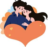 un Pareja abrazando juntos en plano estilo aislado en antecedentes vector