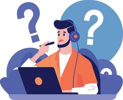 male call center in flat style isolated on background vector