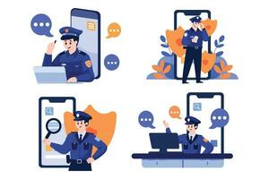 police for cyber crime in flat style collection vector