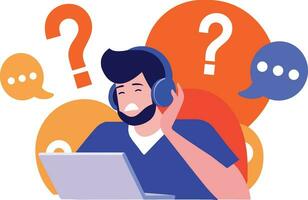 male call center in flat style isolated on background vector