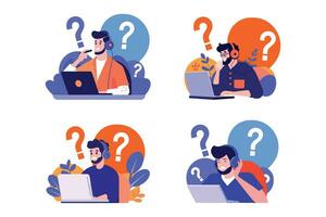 call center in flat style collection vector