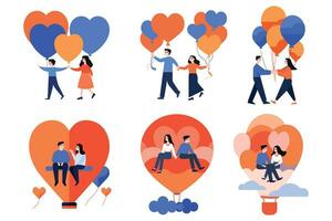 love couple in flat style collection vector