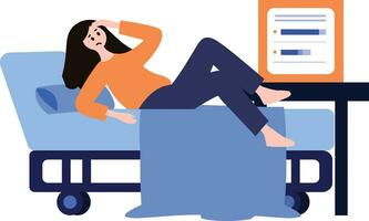 patient lying on bed and talking with doctor in flat style isolated on background vector