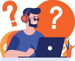 male call center in flat style isolated on background vector