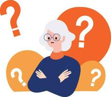 an old woman with suspicious expression in flat style isolated on background vector