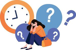 a woman tired from work in flat style isolated on background vector