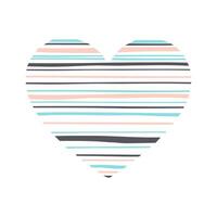 Vector composition in the shape of a heart made of pink, gray and blue lines. Valentine's Day.