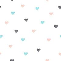 Seamless vector pattern with gray, pink and blue hearts on a white background. Cartoon design about love.