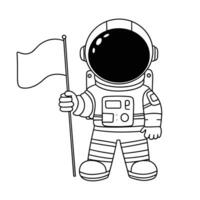 Doodle astronaut. Outline astronaut isolated on white background. Hand drawn vector art.