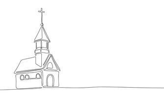 Iglesia uno línea continuo línea. línea Arte Iglesia describir, silueta. mano dibujado vector Arte.
