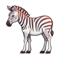 AI generated Cute zebra cartoon illustration for kids on transparent background png