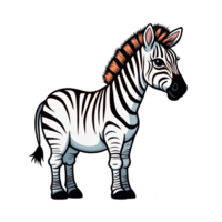 AI generated Cute zebra cartoon illustration for kids on transparent background png