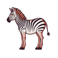 AI generated Cute zebra cartoon illustration for kids on transparent background png