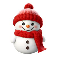 ai genererad söt jul snögubbe med röd scarf och hatt isolerat på transparent bakgrund png