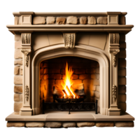 AI generated Stone Fireplace Isolated on Transparent Background png