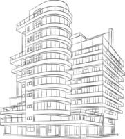 black and white silhouette of a city building, no background vector