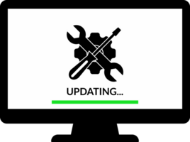 loading system icon with gear wrench and monitor screen png