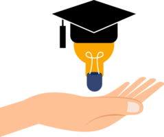 creativity management and education planning or hand hold light bulb png