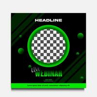 Black and green webinar live template vector