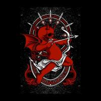 devil cupid illustration for t shirt design vector