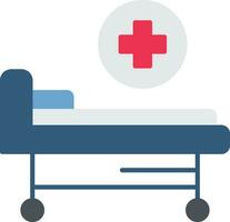 icono plano de cama de hospital vector