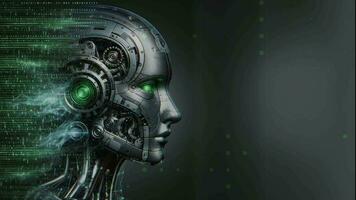 ai robot met Matrix animatie, perfect voor cgi achtergrond video