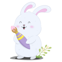 Cartoon rabbit with paintbrush element of easter day png