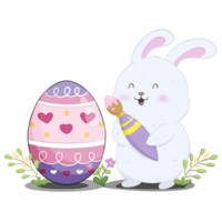 Cartoon clip art rabbit drawing egg easter with paintbrush element of easter day png