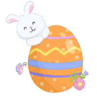 Cartoon easter bunny with easter egg png