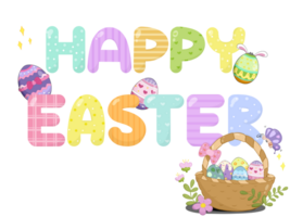 Happy easter word cartoon clip art element of easter day png