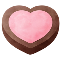 Pink heart shaped chocolate strawberry watercolor clip art png