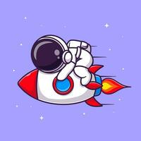 linda astronauta dormido en cohete dibujos animados vector icono ilustración. Ciencias tecnología icono concepto aislado prima vector. plano dibujos animados estilo