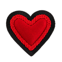 AI generated Red heart embroidered felt patch png