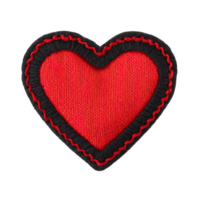 AI generated Red heart embroidered felt patch png