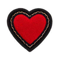 AI generated Red heart embroidered felt patch png