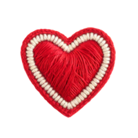 AI generated Red heart embroidered felt patch png