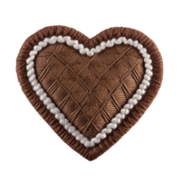 AI generated Brown heart embroidered felt patch png