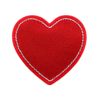 AI generated Red heart embroidered felt patch png