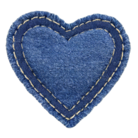 AI generated Jeans blue heart embroidered fabric patch png