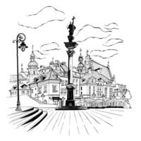 plaza del castillo en varsovia, polonia vector