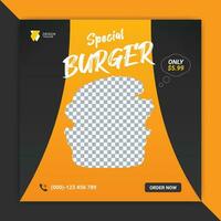 Food social media promotion and banner post design vector template