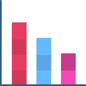 gráfico de barras, plano, icono vector