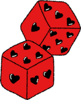 Two dices with hearts . Concept Valentine's day png
