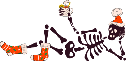 Funny Skeleton with with decoration christmas. Cute character Skeleton Bones png