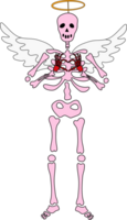 Funny Skeleton with decor for Valentine's day. Cute character Skeleton Bones png