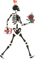 Funny Skeleton with decor for Valentine's day. Cute character Skeleton Bones png