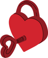 Red heart shaped lock and key. . Concept Valentine's day. png